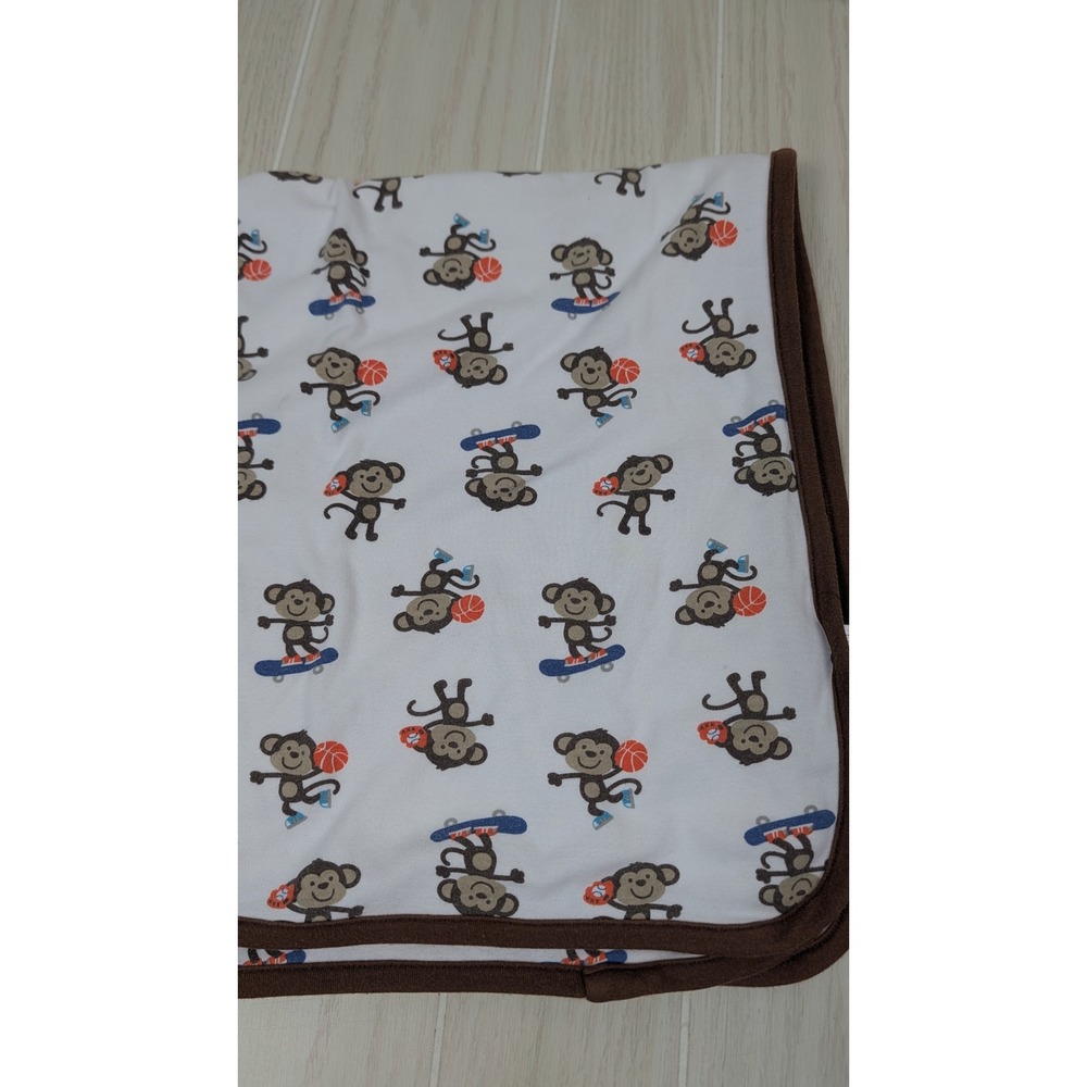 Carters Just One You FLAWS Monkey Blue Skateboards Basketball Receiving Blanket